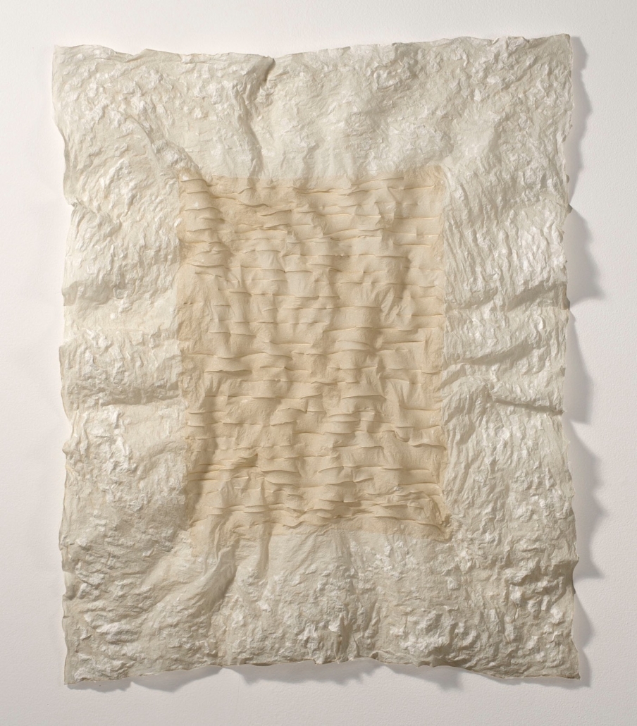 Leaf #9 2012. handmade paper (abaca fibre, cotton rag, linen thread); 21.5 x 17.5 x 1.5 in./ Private Collection